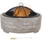 Sunnydaze 35 In Faux Stone Fire Pit With Handles And Spark Screen